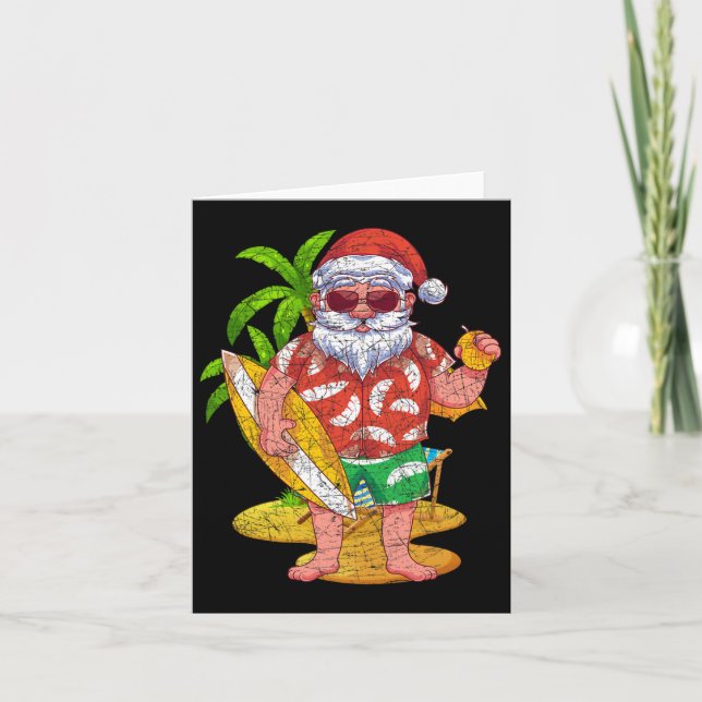 Carte Surfer tropical Santa Claus Hawaii été Christma (Devant)