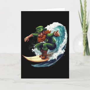 Carte Surfeur drôle Saint-Patrick jour Irlandais Leprech