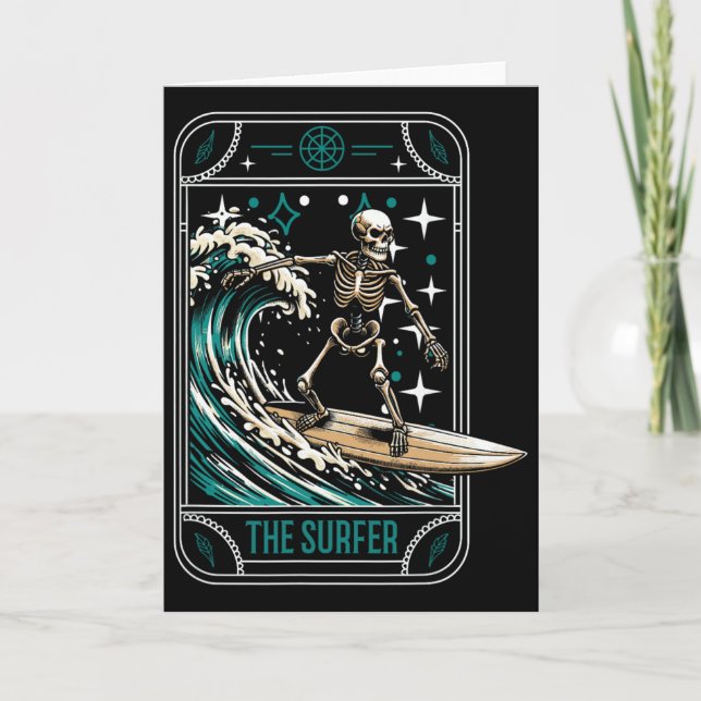 Carte Surfeur planche de surf - Vagues Squelette Tarot C (Devant)