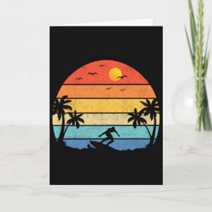 Carte Surfeur Vintage Surf Rétro Plage _1