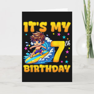 Carte Surfing C'est mon 7ème anniversaire garçon 7 ans
