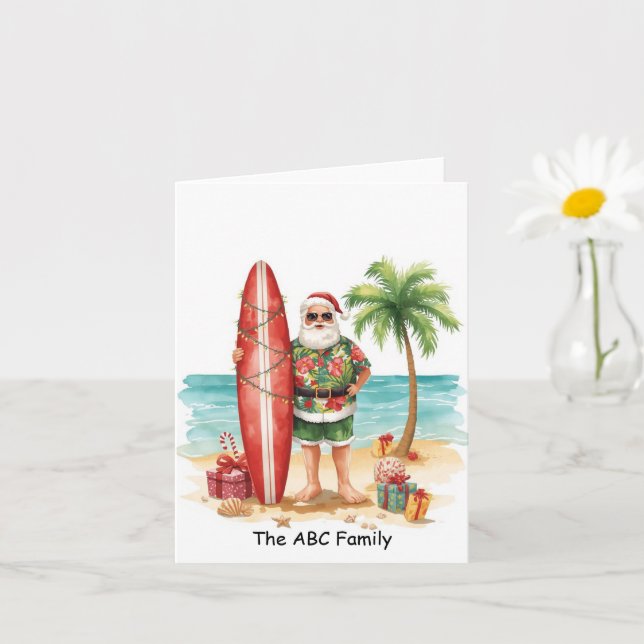 Carte Surfing Christmas in July with SANTA CLAUS   (Petite plante)