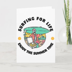 Carte Surfing pour la vie Profitez de l'été Design drôle