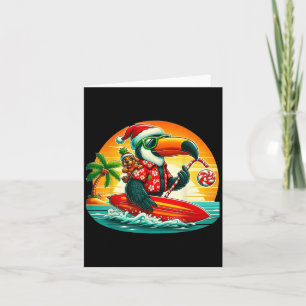 Carte Surfing Santa Toucan et chien drôle Tropical Chris