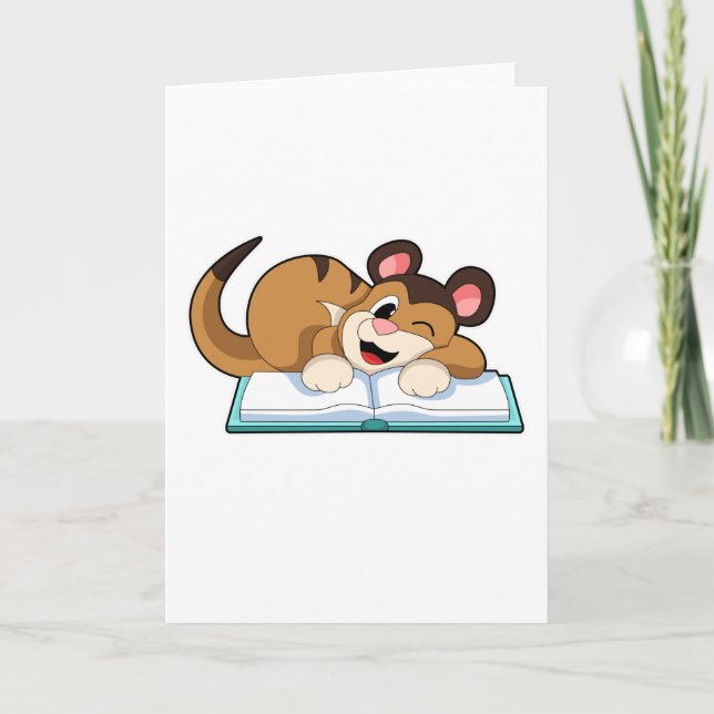 Carte Suricate avec livre (Devant)