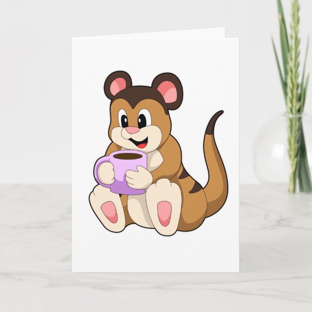 Carte Suricate avec tasse de café (Devant)