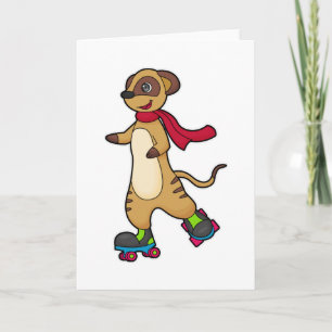 Carte Suricate en patineur avec des patins à roulettes