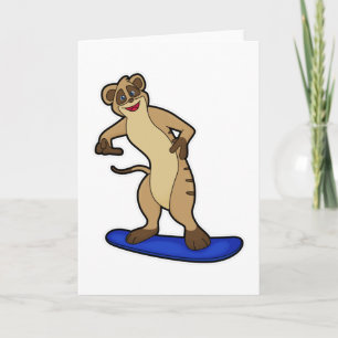 Carte Suricate en snowboardeur avec planche à neige