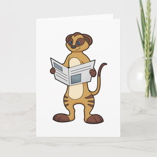 Carte Suricate en train de lire un journal (Devant)