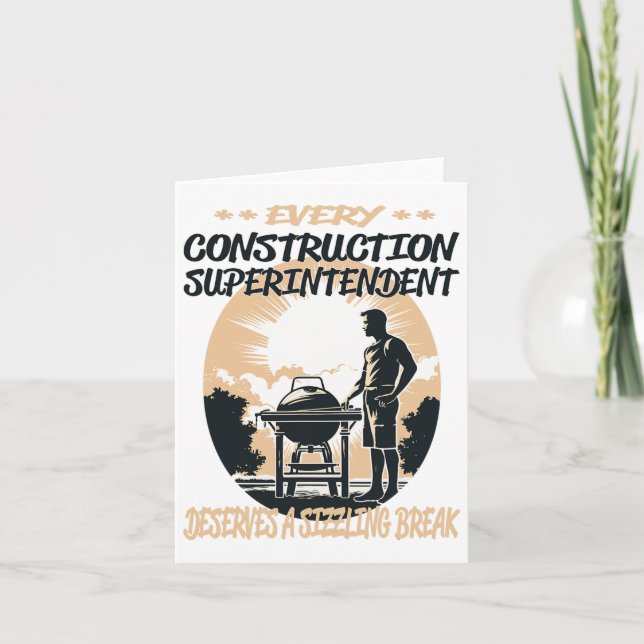 Carte Surintendant De La Construction Funny Bbq Chef Ou  (Devant)