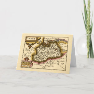 Carte Surrey Comté Angleterre Ancien Atlas Antiquaire Ca