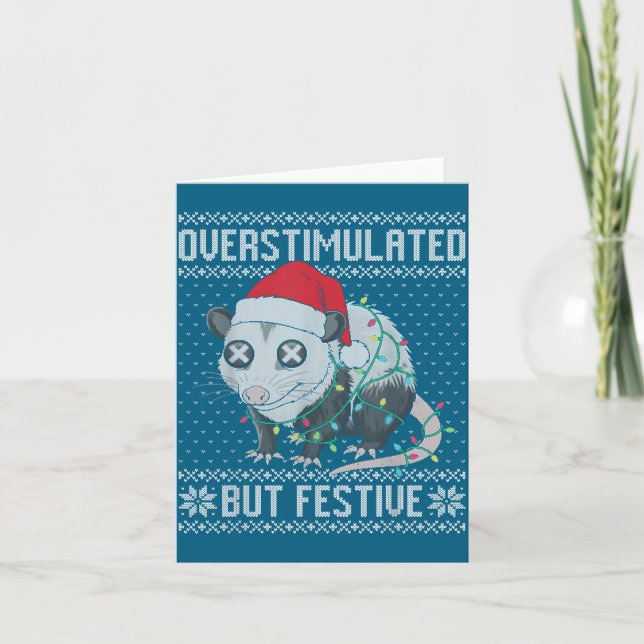 Carte Surstimulé Mais Festif Ossum Sale Pull de Noël (Devant)