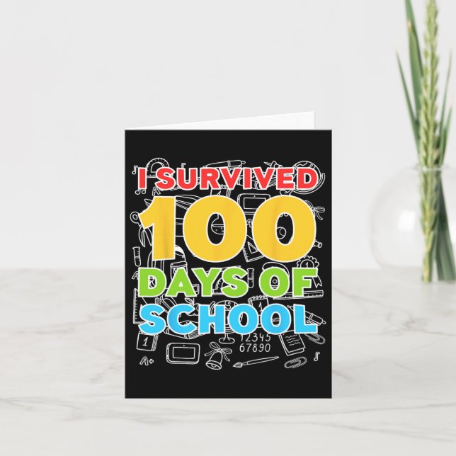 Carte Survécu 100 Jours D'École Joyeux 100E Jour (Devant)