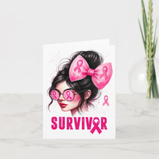 Carte Survivant Conscience du cancer du sein Pink Messy 