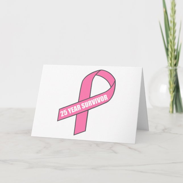 Carte Survivant de 25 ans (Cancer du sein - Ruban rose) (Devant)