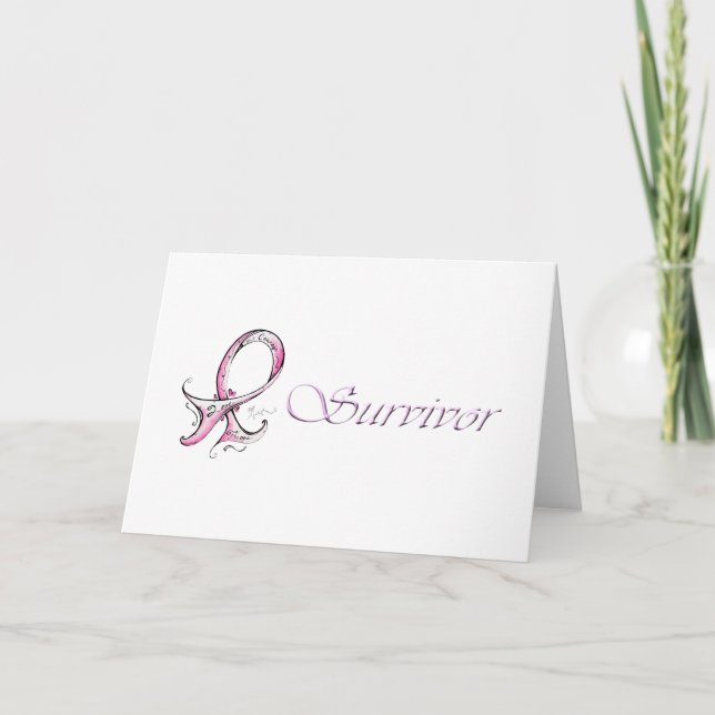 Carte Survivant rose au ruban (Devant)