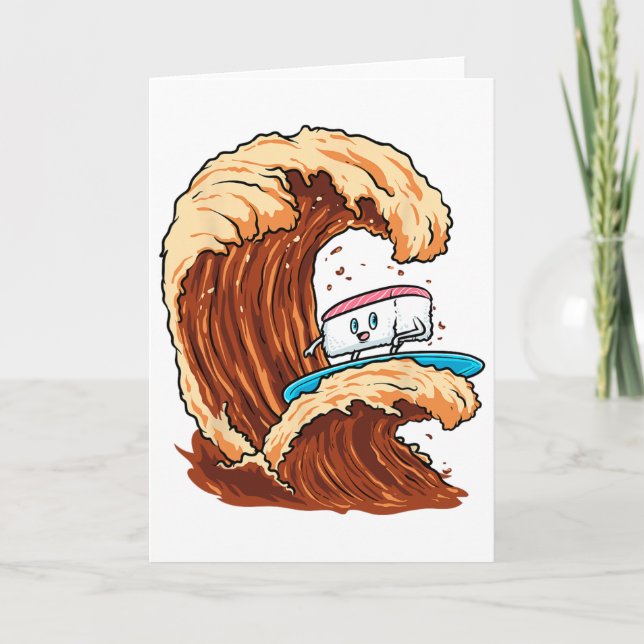 Carte Sushi Funny Surfeur Surfant la Vague de Sauce Soja (Devant)