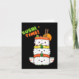Carte Sushi Kawaii Bonheur et Soleil Prêts pour l'Été