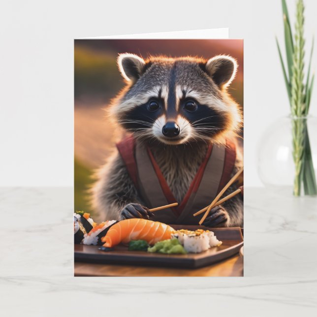 Carte sushi raccoon (Devant)