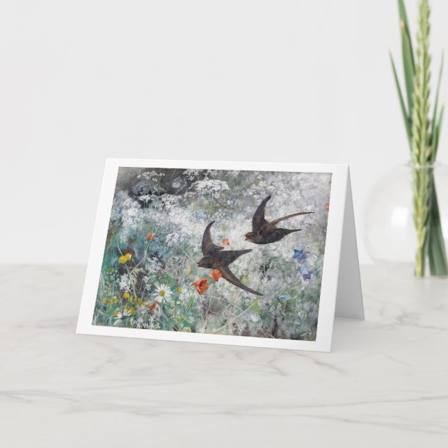 Carte Swallow and Flower Field, Bruno Liljefors (Devant)