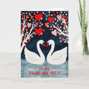 Carte SWAN et SEULEMENT Valentine Love Whimsical Birds