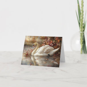 Carte Swan Pastel Autumn Foliage Peinture