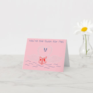 Carte Swans Lire un livre mignon Saint-Valentin
