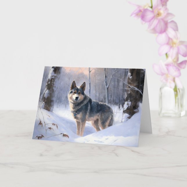 Carte Swedish Vallhund Qu'il neige Noël  (Orchidée)