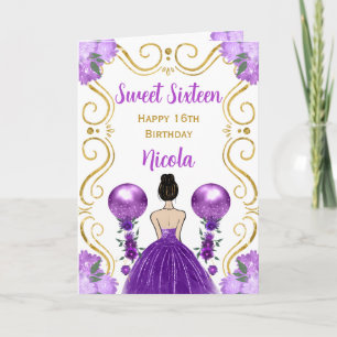 Carte Sweet 16 Brown Cheveux Princesse Purple Joyeux Ann