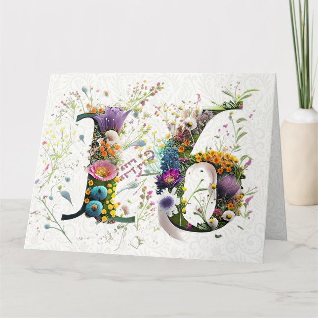 Carte Sweet 16 Joyeux Anniversaire Fleur sauvage Texte (Devant)