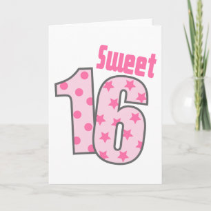Carte Sweet 16 (Points roses et étoiles)