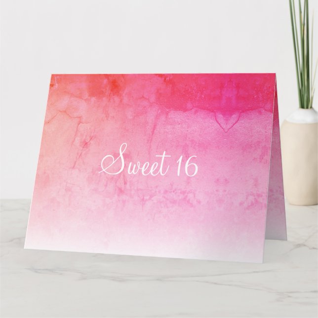 Carte Sweet 16 rose Anniversaire (Devant)