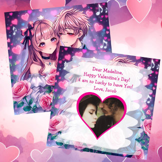 Carte Sweet Anime Photo personnalisée Saint Valentin