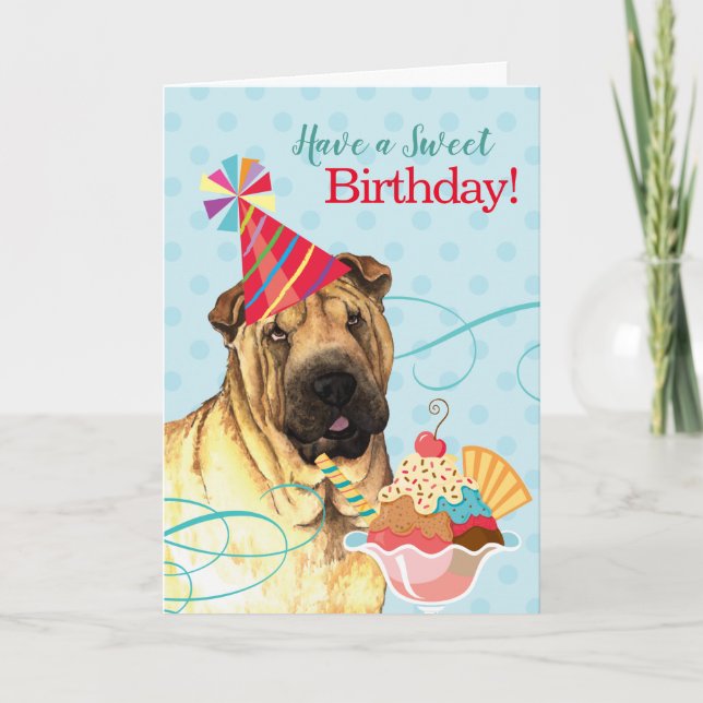 Carte Sweet Anniversaire chinois Shar-Pei (Devant)