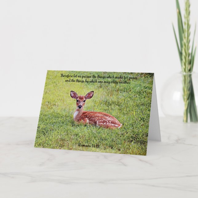 Carte Sweet Baby Deer Fawn Art Bible Verse Card (Devant)