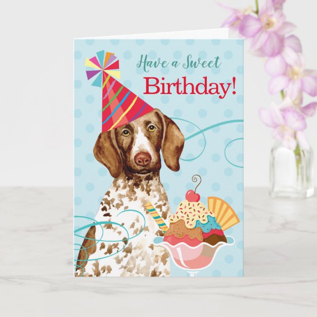 Carte Sweet Birthday Allemand Shorthair Pointer Card (Orchidée)