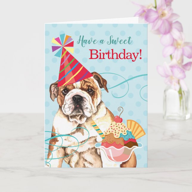 Carte Sweet Birthday Bulldog (Orchidée)