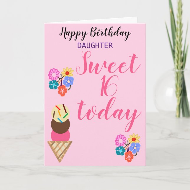 Carte Sweet Birthday Flowers fille Modifier l'âge (Devant)