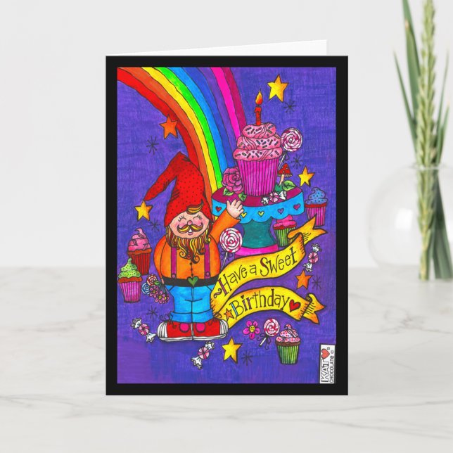Carte Sweet Birthday Gnomie (Devant)