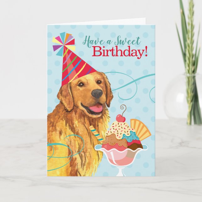 Carte Sweet Birthday Golden Retriever (Devant)