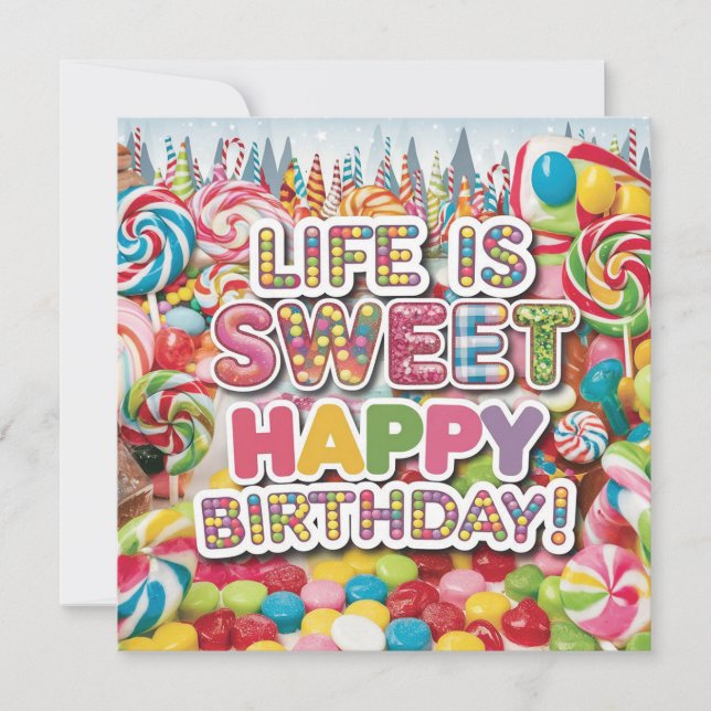 Carte Sweet Candyland Design d'anniversaire - Amusant et (Devant)