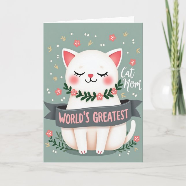 Carte Sweet Cat Moms Day Illustration Card (Devant)