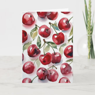 Carte Sweet cherries colorful watercolor cherry art