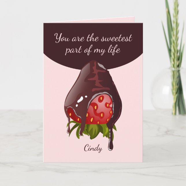 Carte Sweet Chocolate Covered Strawberry Photo Valentine (Devant)