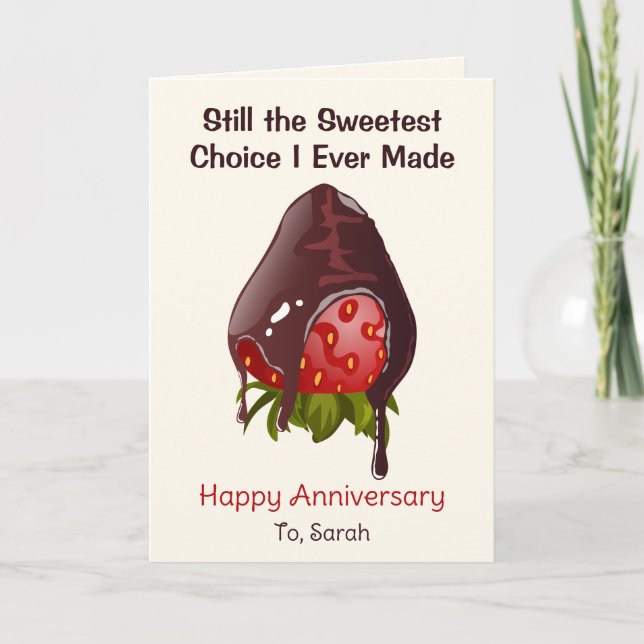 Carte Sweet Chocolate Dip Strawberry Anniversary Photo (Devant)