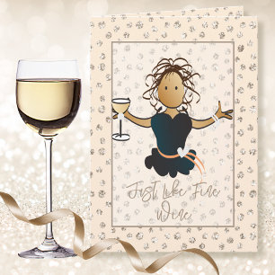 Carte Sweet Ethnic Femme Cartoon Vin blanc Anniversaire