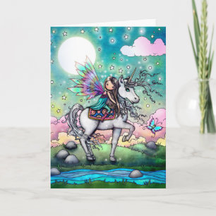 Carte Sweet Fairy and Unicorn Fantasy Art