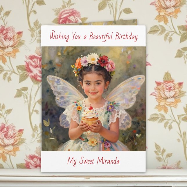 Carte Sweet Fairy Girl | Personalized Birthday (Créateur téléchargé)