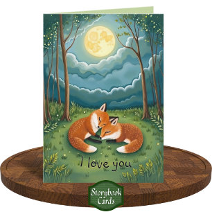 Carte Sweet Fox Couple Couple Dormir Moon Forêt Je Vous 