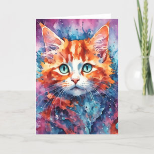 Carte Sweet Ginger Kitten Aquarelle Toutes les Occasions